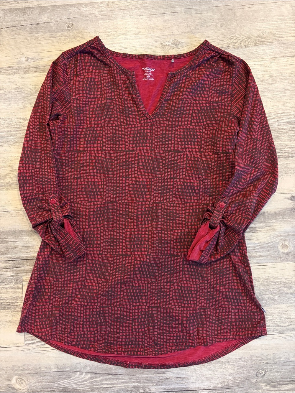 Toad&Co Red and Black Patterned V-Neck Tunic